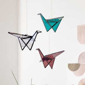 Stained Glass Origami Crane Suncatcher: Hope & Peace Symbol
