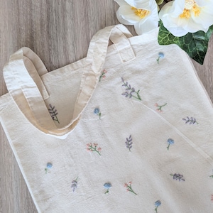 Hand Embroidered Wildflower Tote Bag