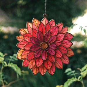 Dahlia Flower Acrylic Suncatcher, Boho Window Decor